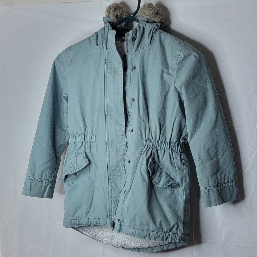 GAP Brand Grey Hooded coat with Fur Trim